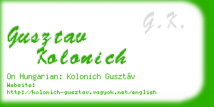 gusztav kolonich business card